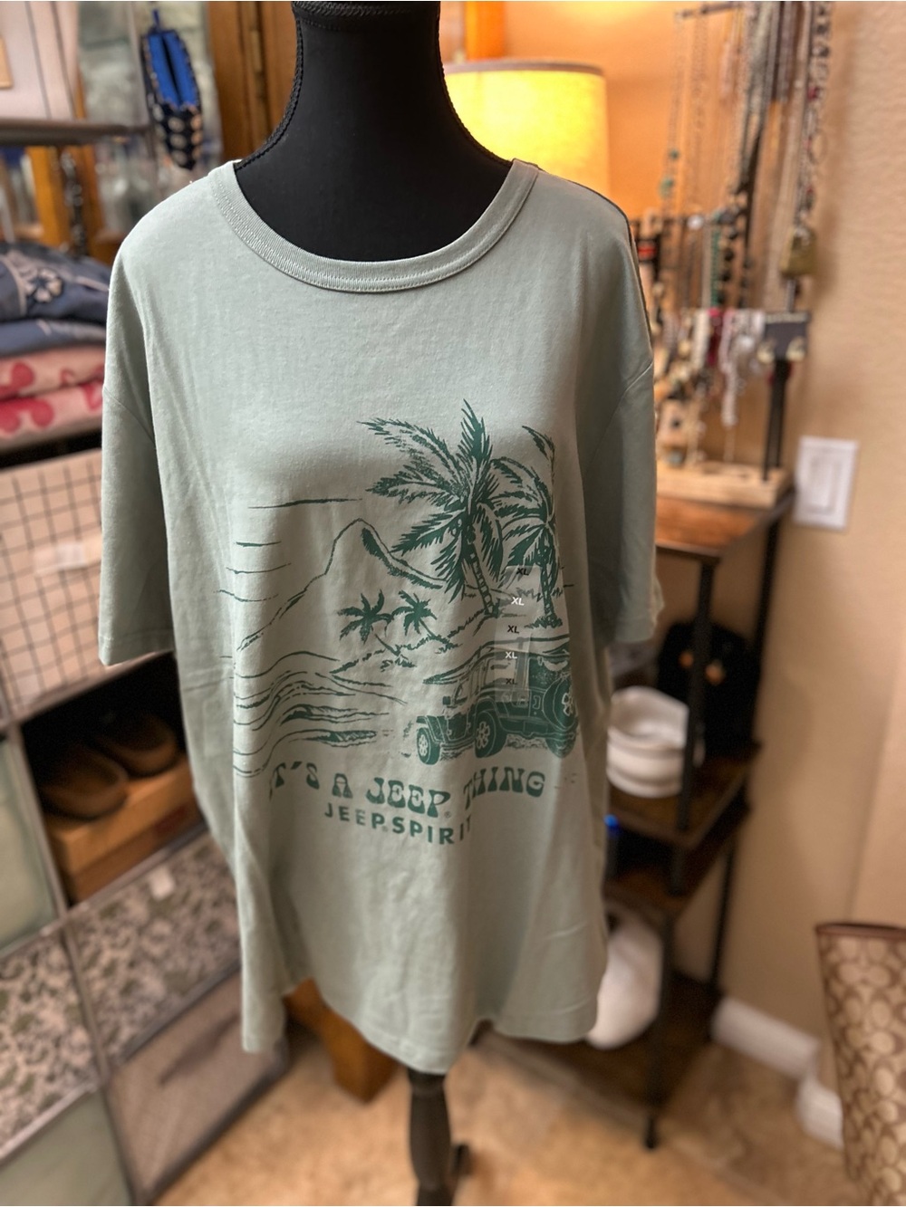 Sun + Stone Sage Green Palm & Jeep Graphic Short Sleeve Tee
